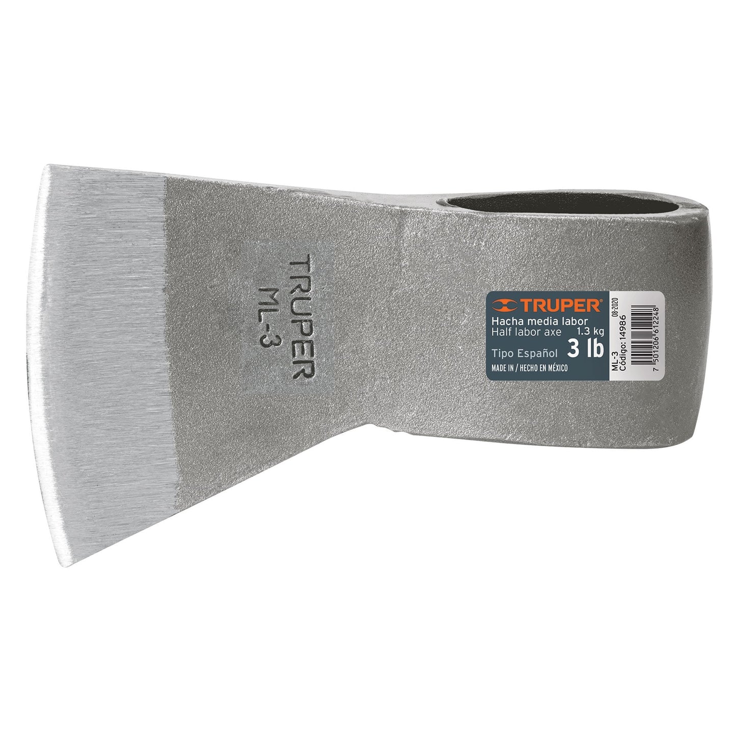 Hacha media labor, 3 lbs, sin mango