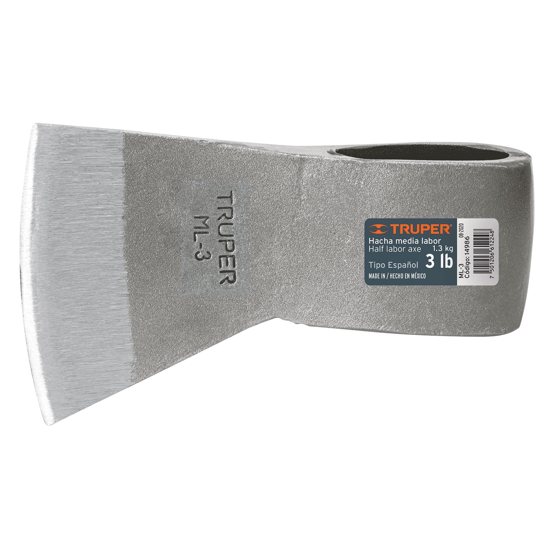 Hacha media labor, 3 lbs, sin mango