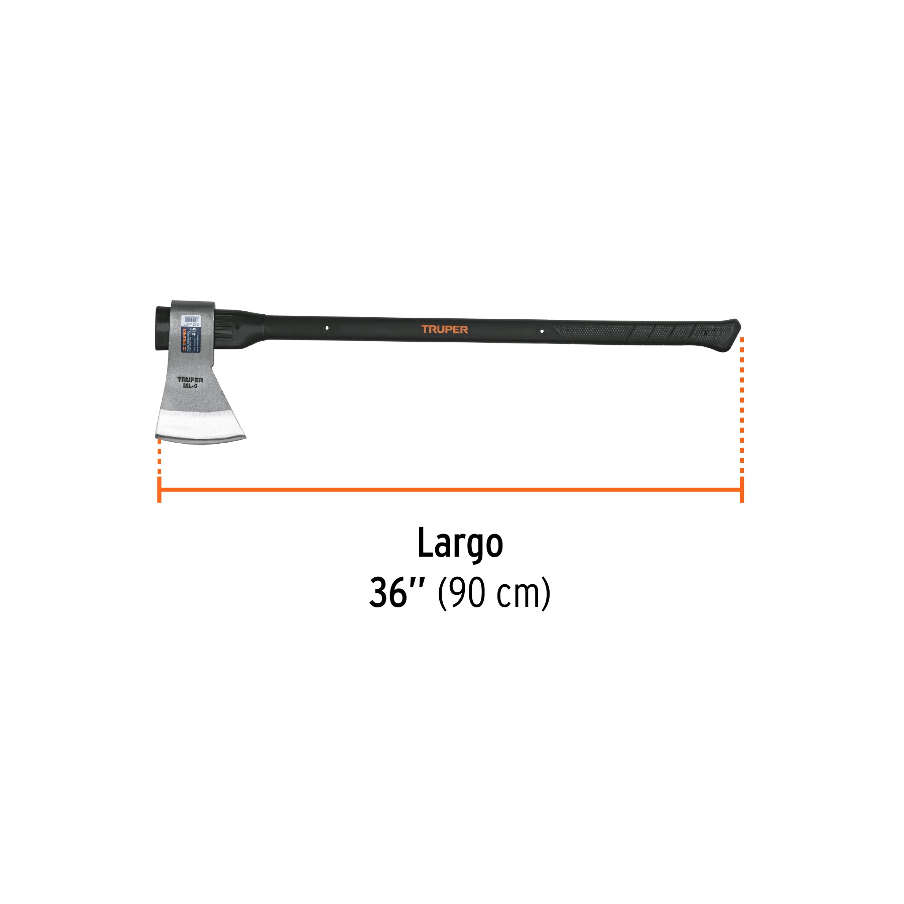 Hacha media labor 4 lb, mango de fibra de vidrio 36',TRUPER