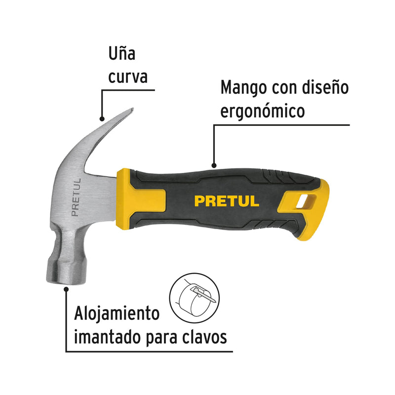Martillo 10 oz, mango comfort grip, pretul