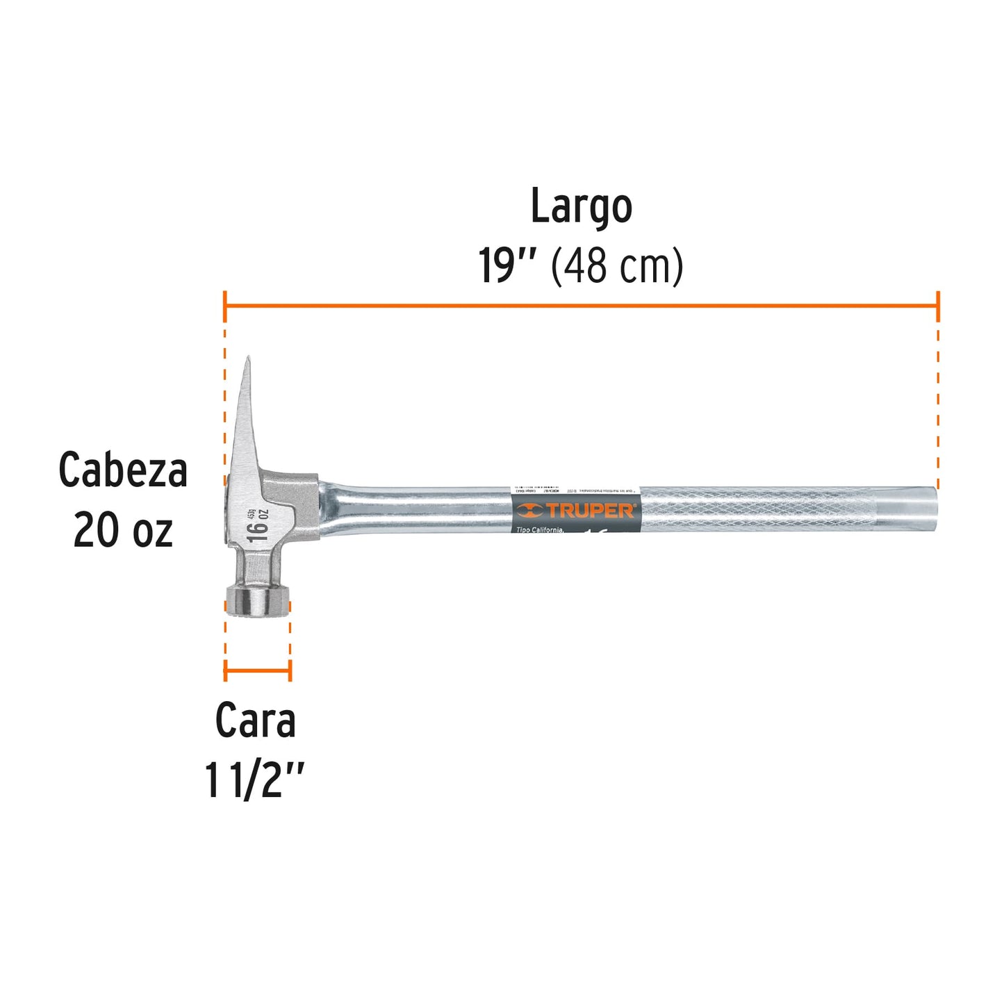 Martillo California Ripper, boca fresada, 20 oz, mgo.tubular