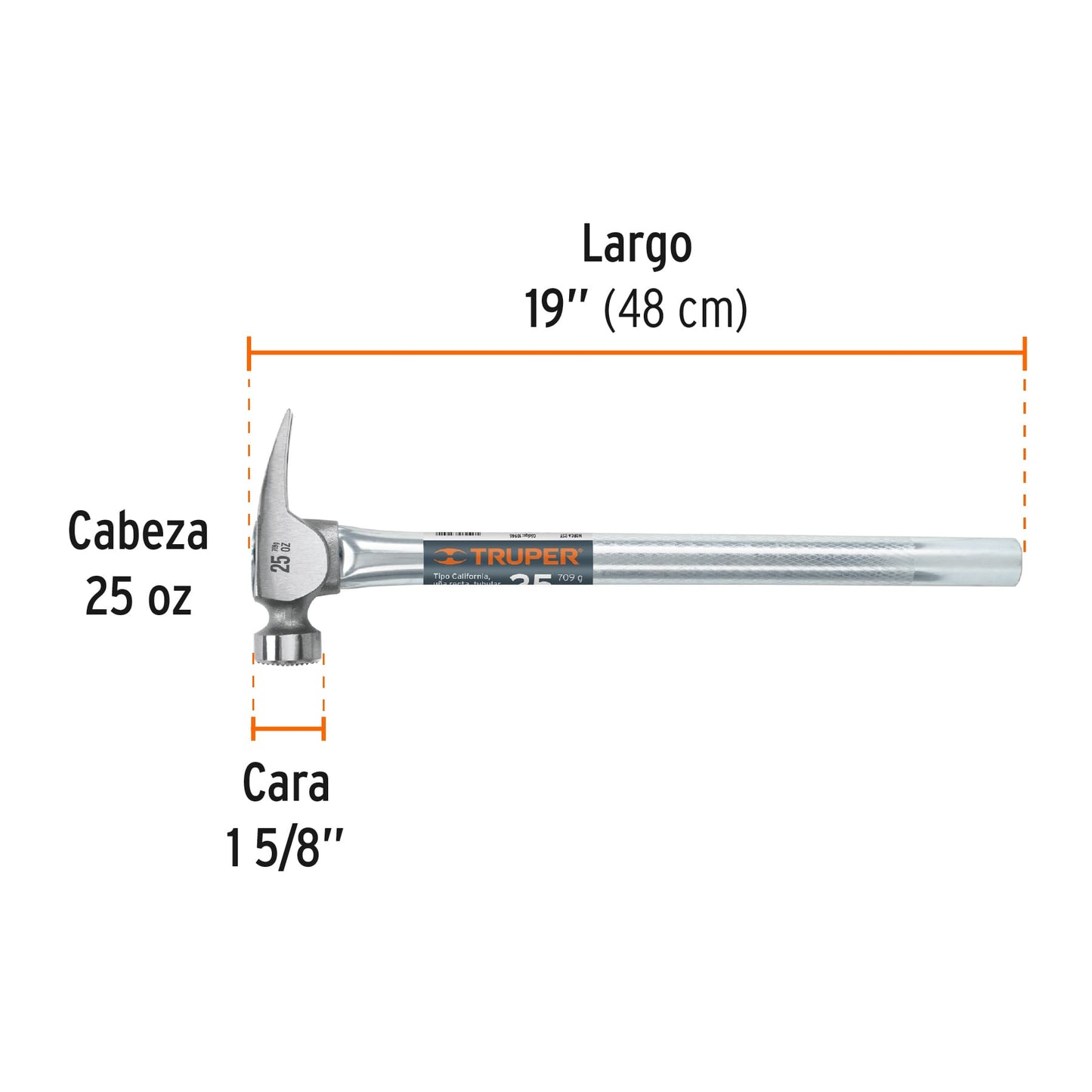 Martillo California Ripper, boca fresada, 25oz, mgo. tubular SUSTITUTO