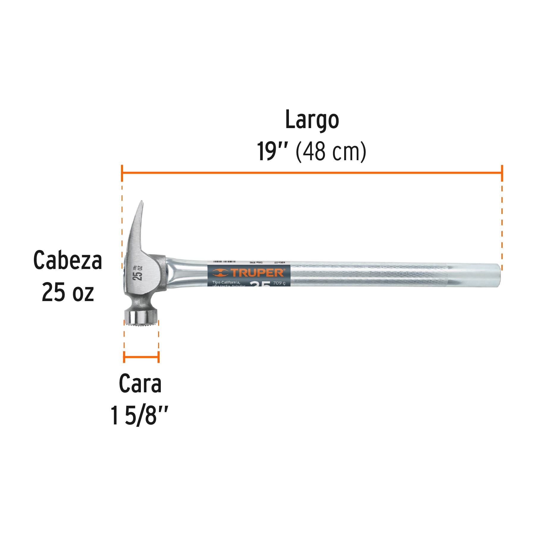 Martillo California Ripper, boca fresada, 25oz, mgo. tubular SUSTITUTO