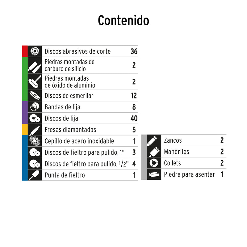 Juego de accesorios para herramienta rotativa, 121 piezas
