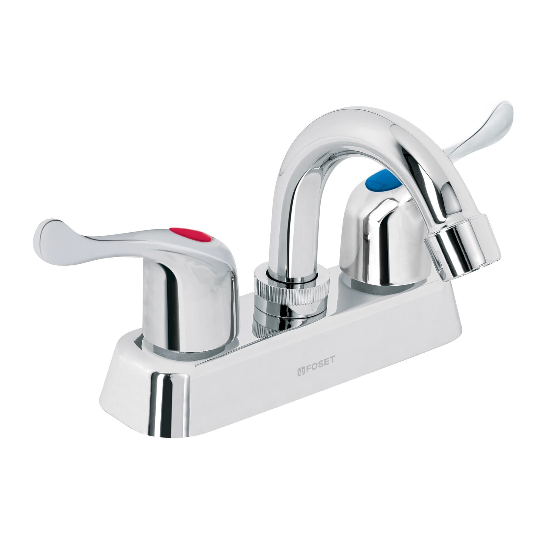 Mezcladora plástica lavabo, cuello curvo, manerales palanca