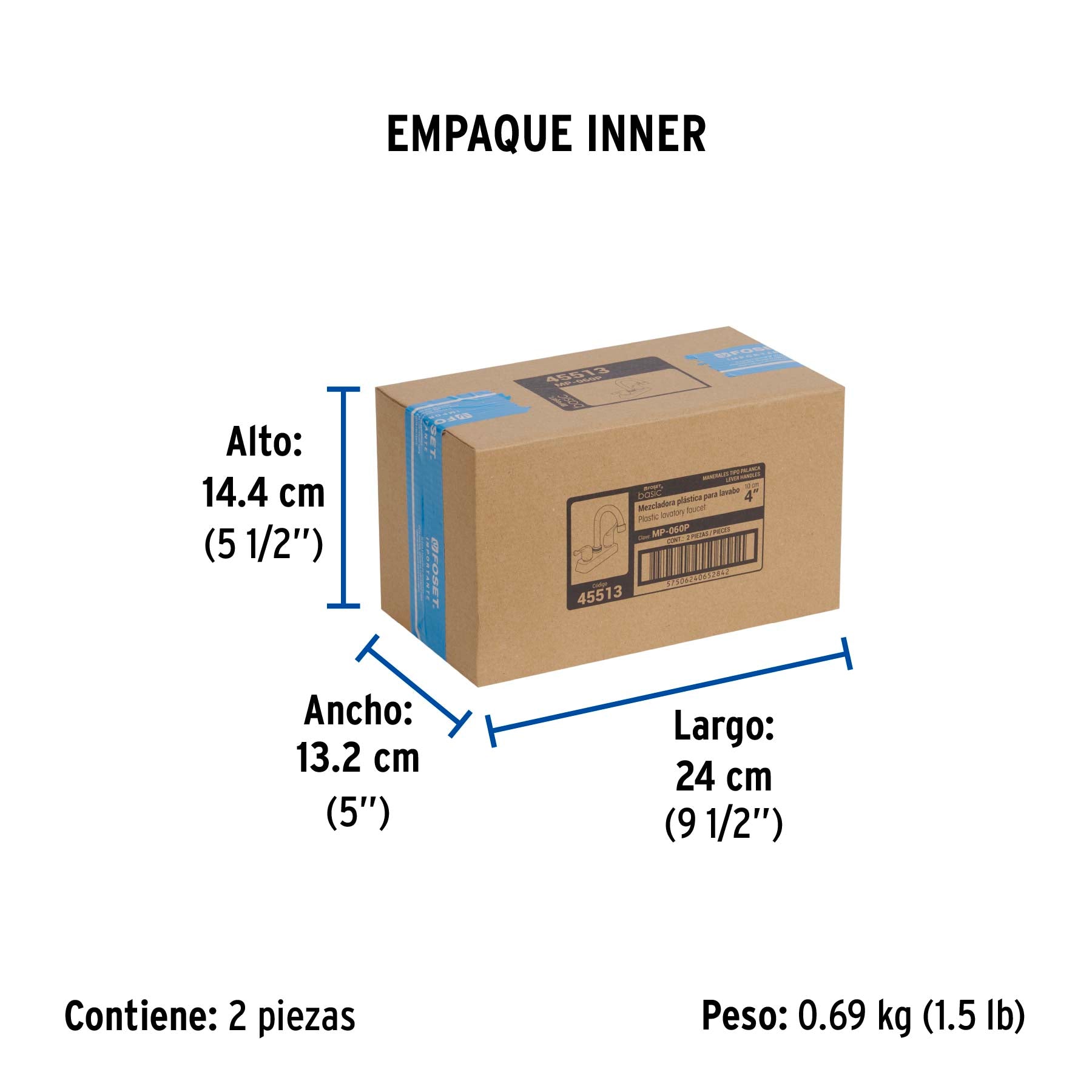 Mezcladora plástica para lavabo, cuello tipo bar, palanca