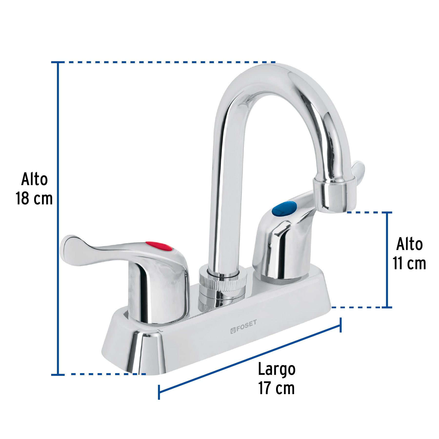 Mezcladora plástica para lavabo, cuello tipo bar, palanca