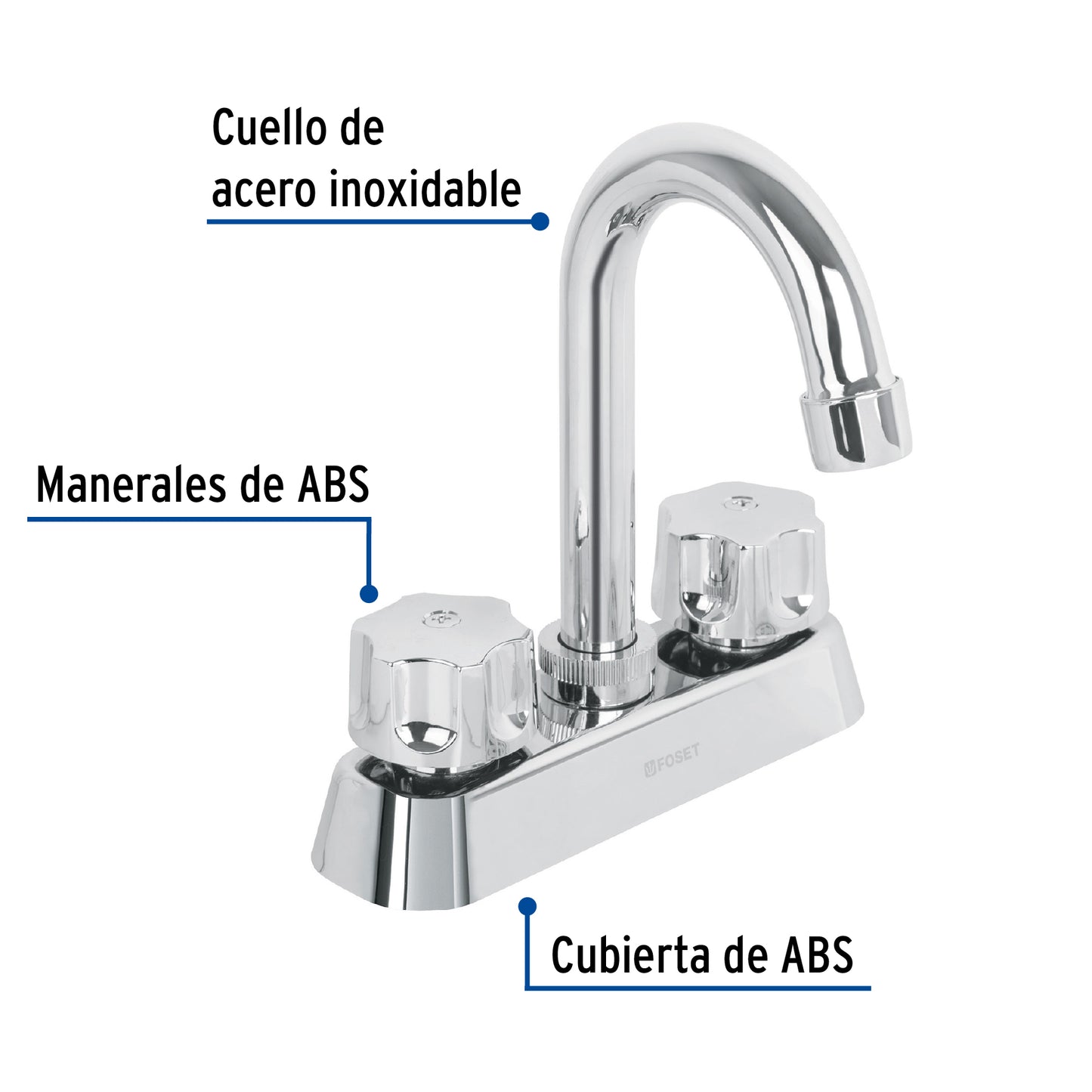 Mezcladora plástica para lavabo, cuello tipo bar, Basic