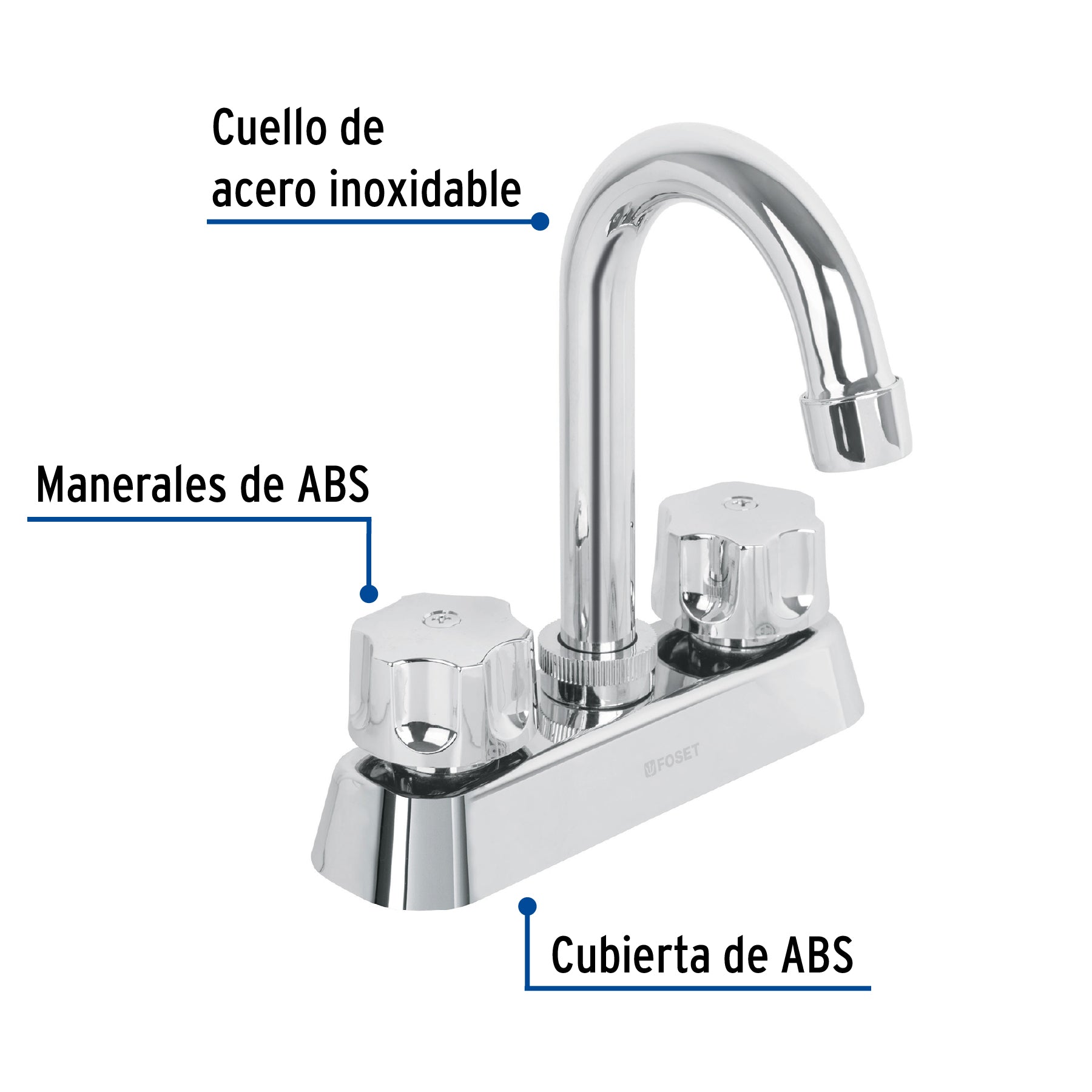 Mezcladora plástica para lavabo, cuello tipo bar, Basic