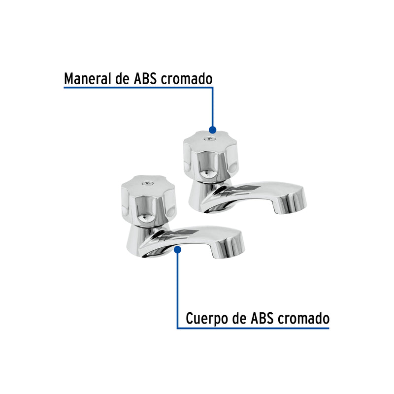 Juego 2 llaves para lavabo, ABS, manerales hexagonal, Basic