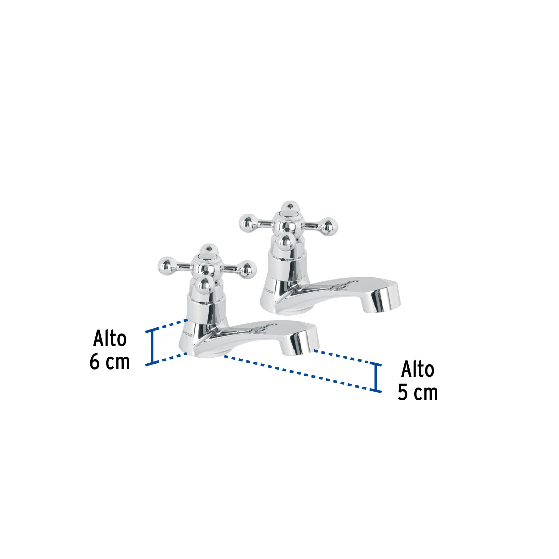 Juego 2 llaves para lavabo, ABS, manerales cruceta, Basic