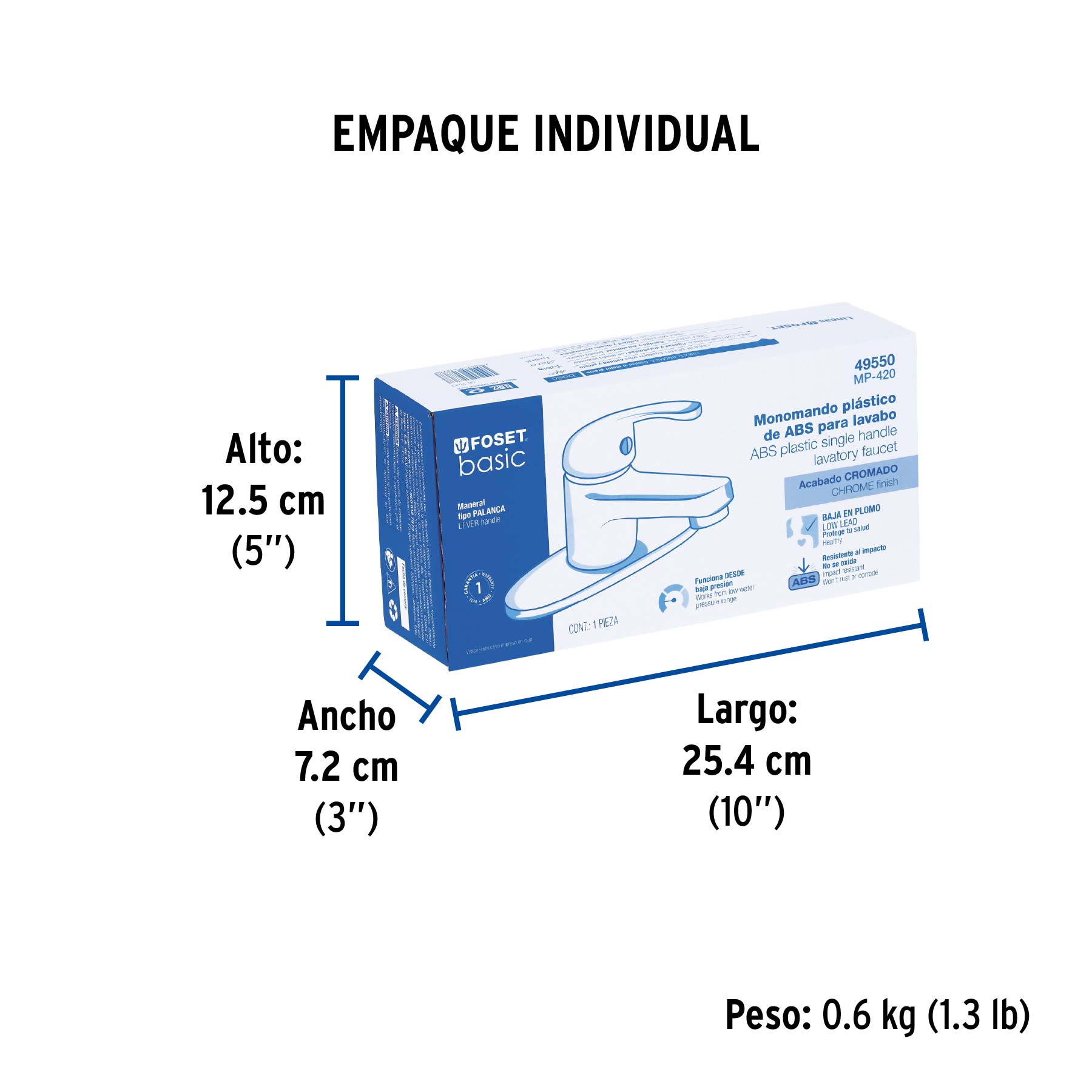 Monomando para lavabo, cuerpo de plástico, Basic 