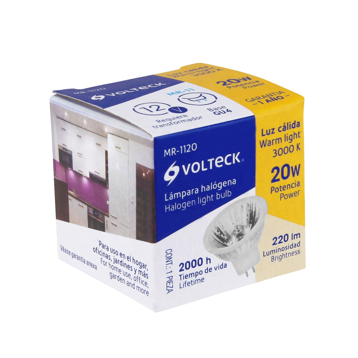 Foco de halógeno tipo MR 11, 20 w, Volteck