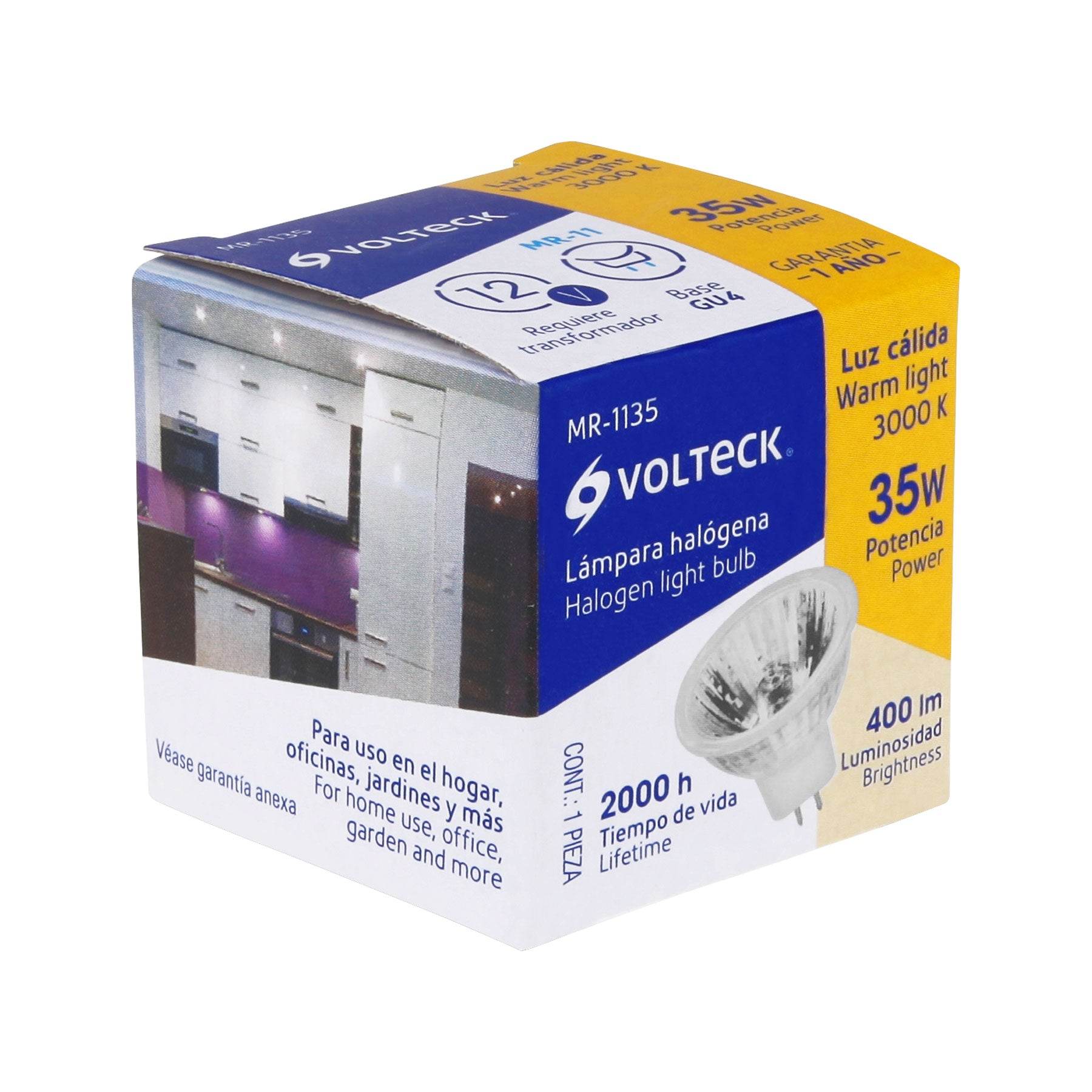 Foco de halógeno tipo MR 11, 35 w, Volteck