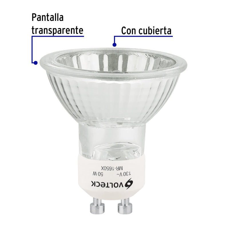 Foco de halógeno tipo MR 16, 50 w, base GU10, Volteck