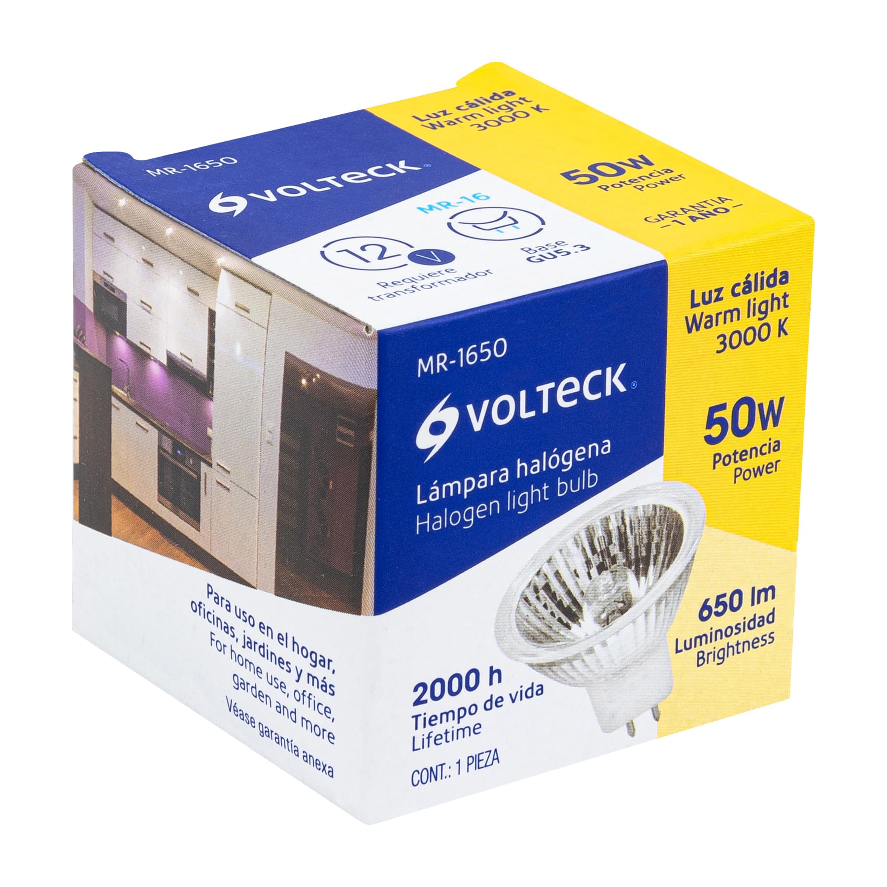 Foco de halógeno tipo MR 16, 50 w, Volteck