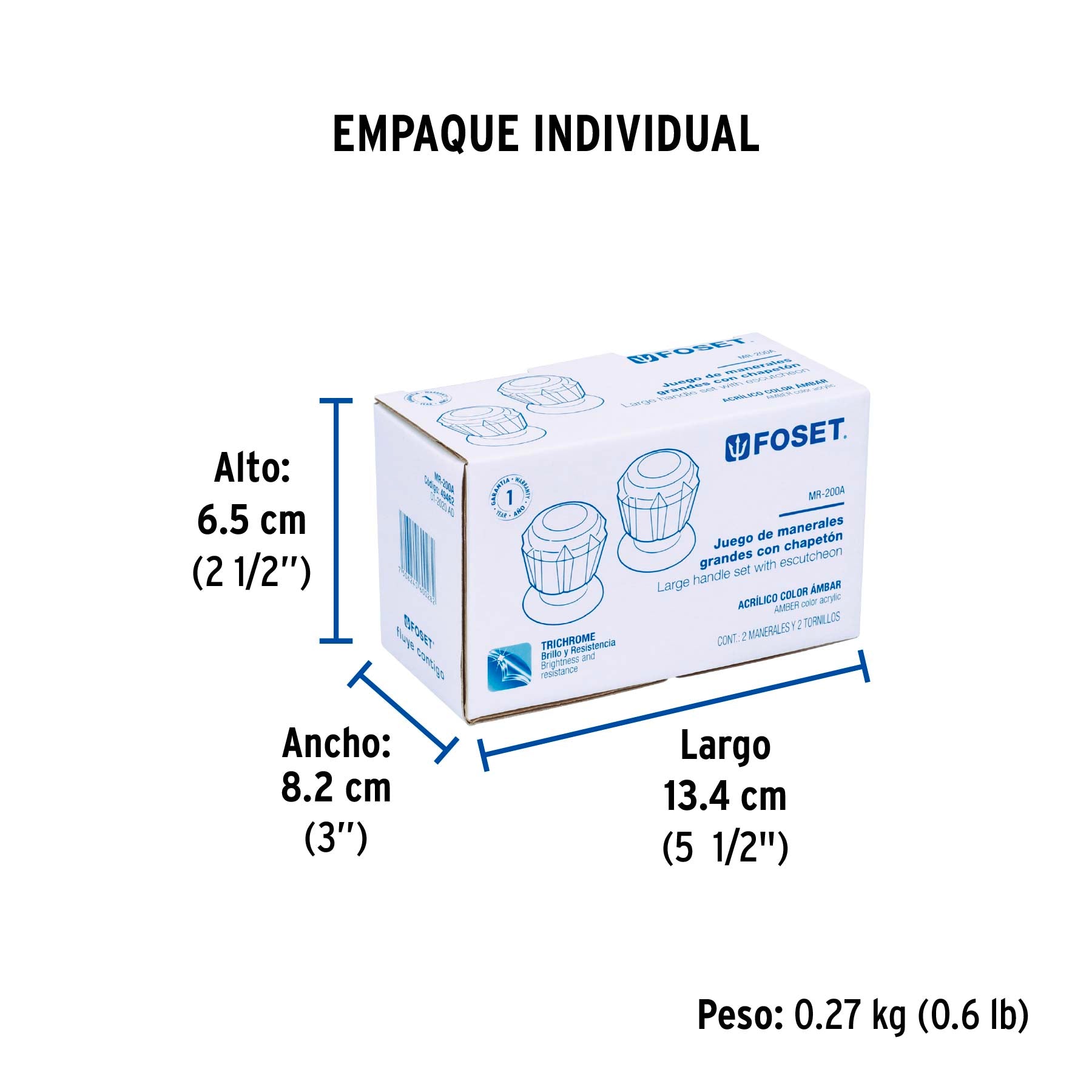 Juego de 2 manerales de acrilico regadera ámbar, Basic