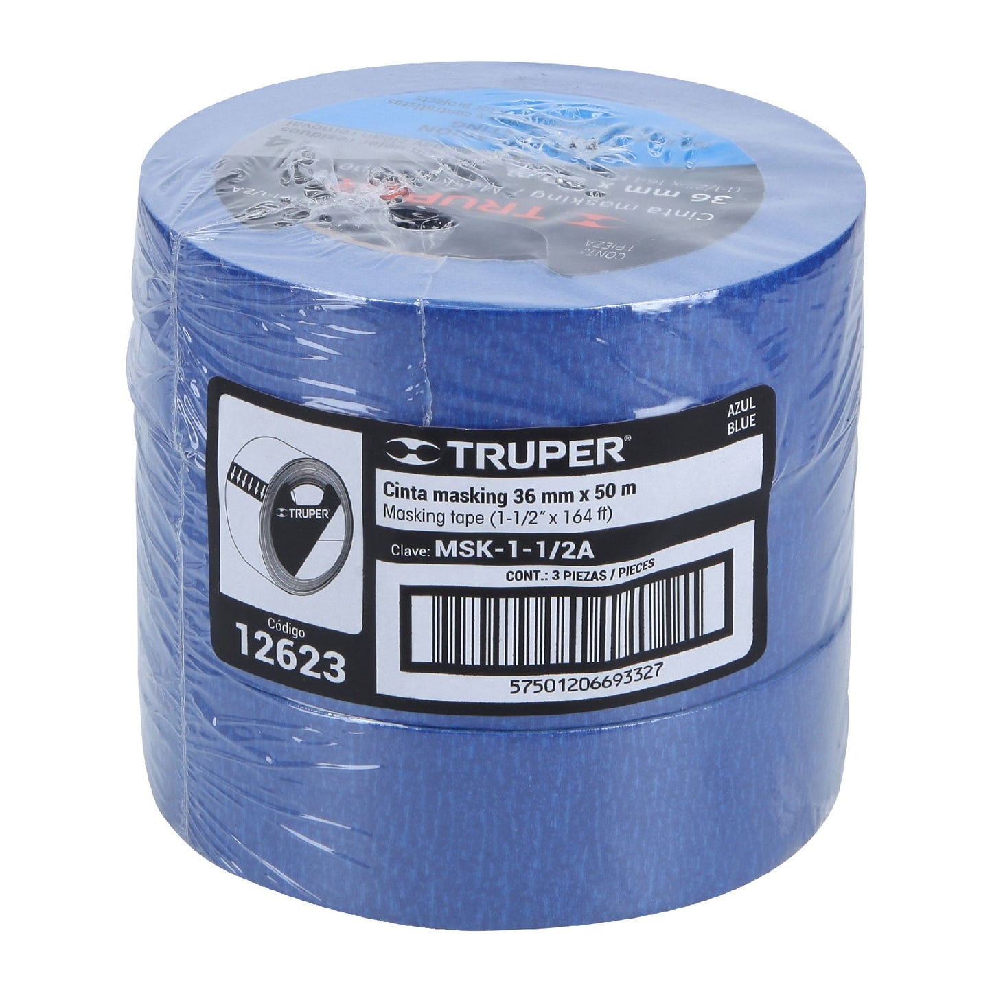 Masking tape, 1-1/2" x 50 m, azul