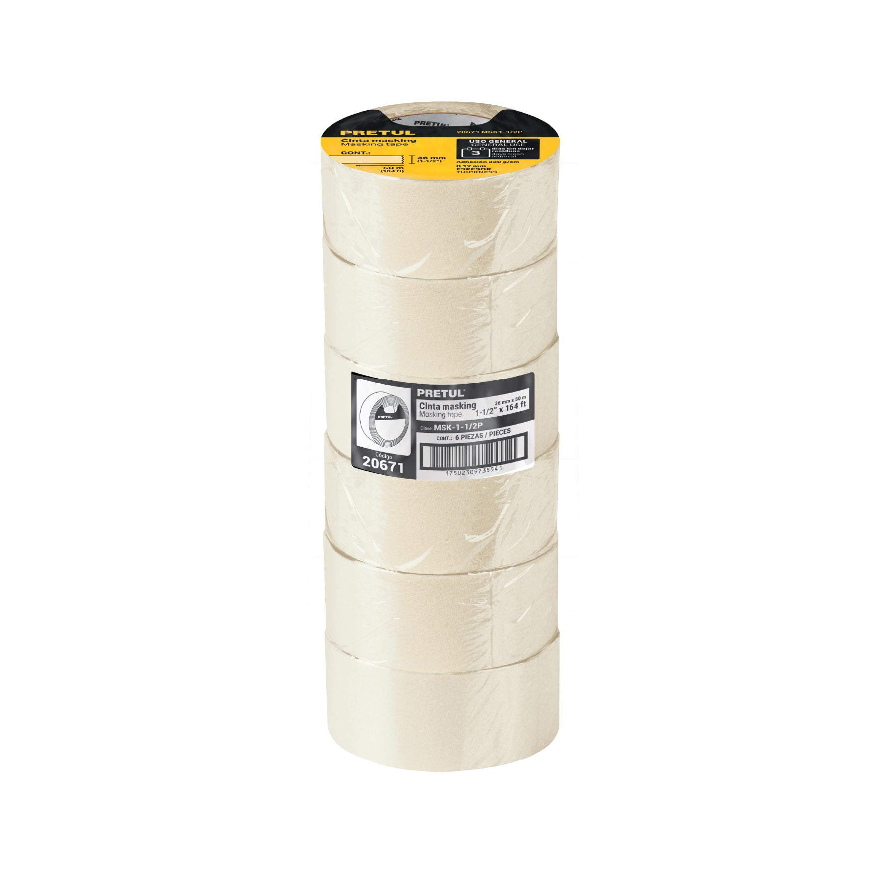 Cinta masking tape de 1-1/2' x 50 m, Pretul