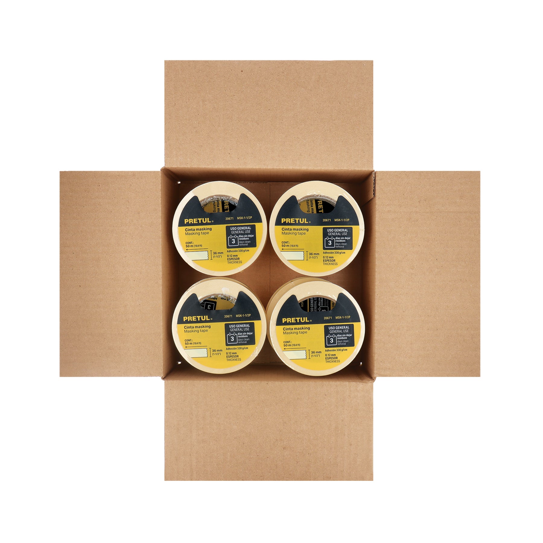Cinta masking tape de 1-1/2' x 50 m, Pretul