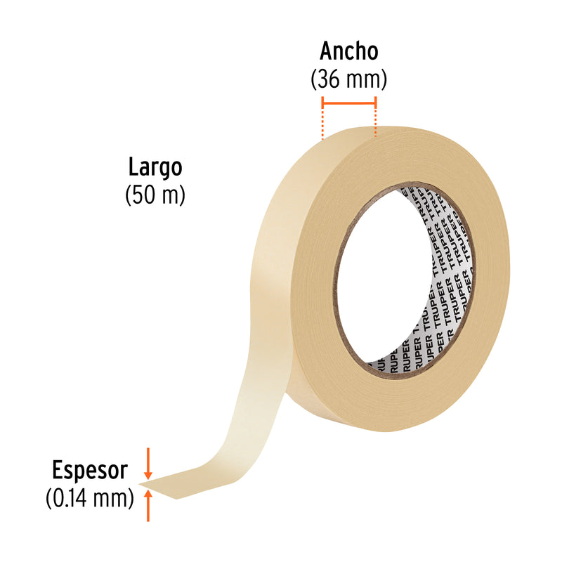Cinta masking tape, 1-1/2" x 50 m