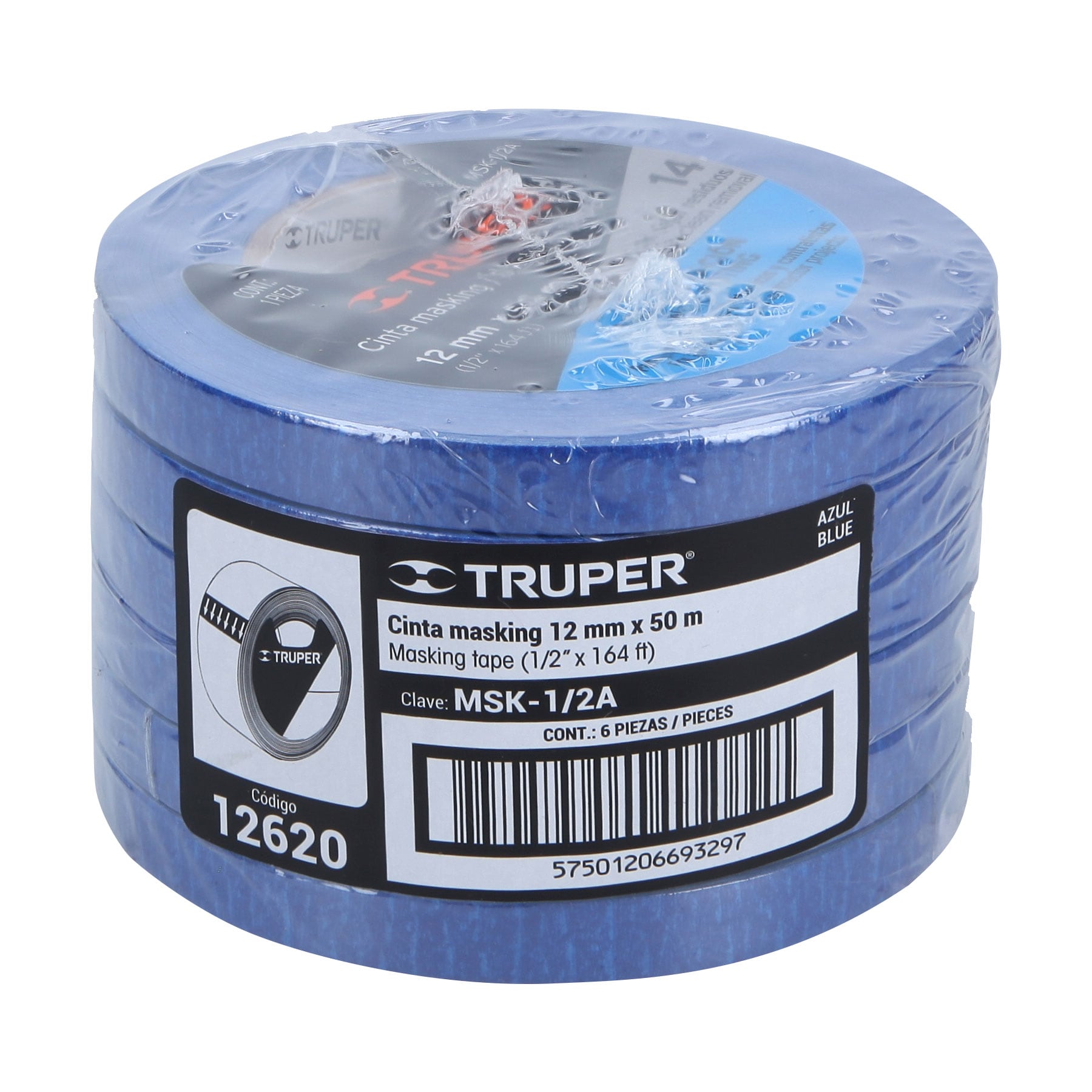 Masking tape, 1/2" x 50 m, azul