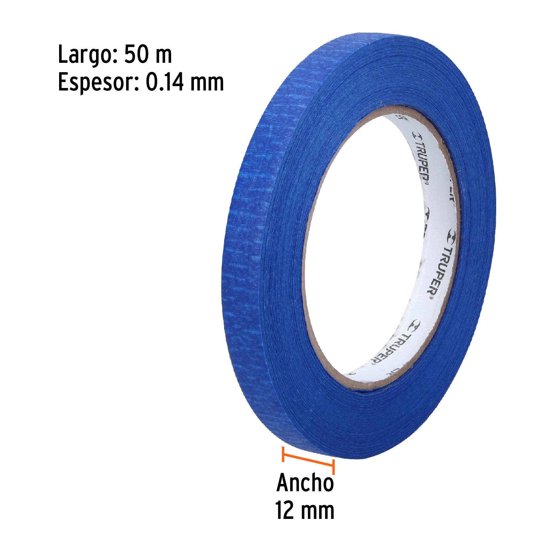 Masking tape, 1/2" x 50 m, azul