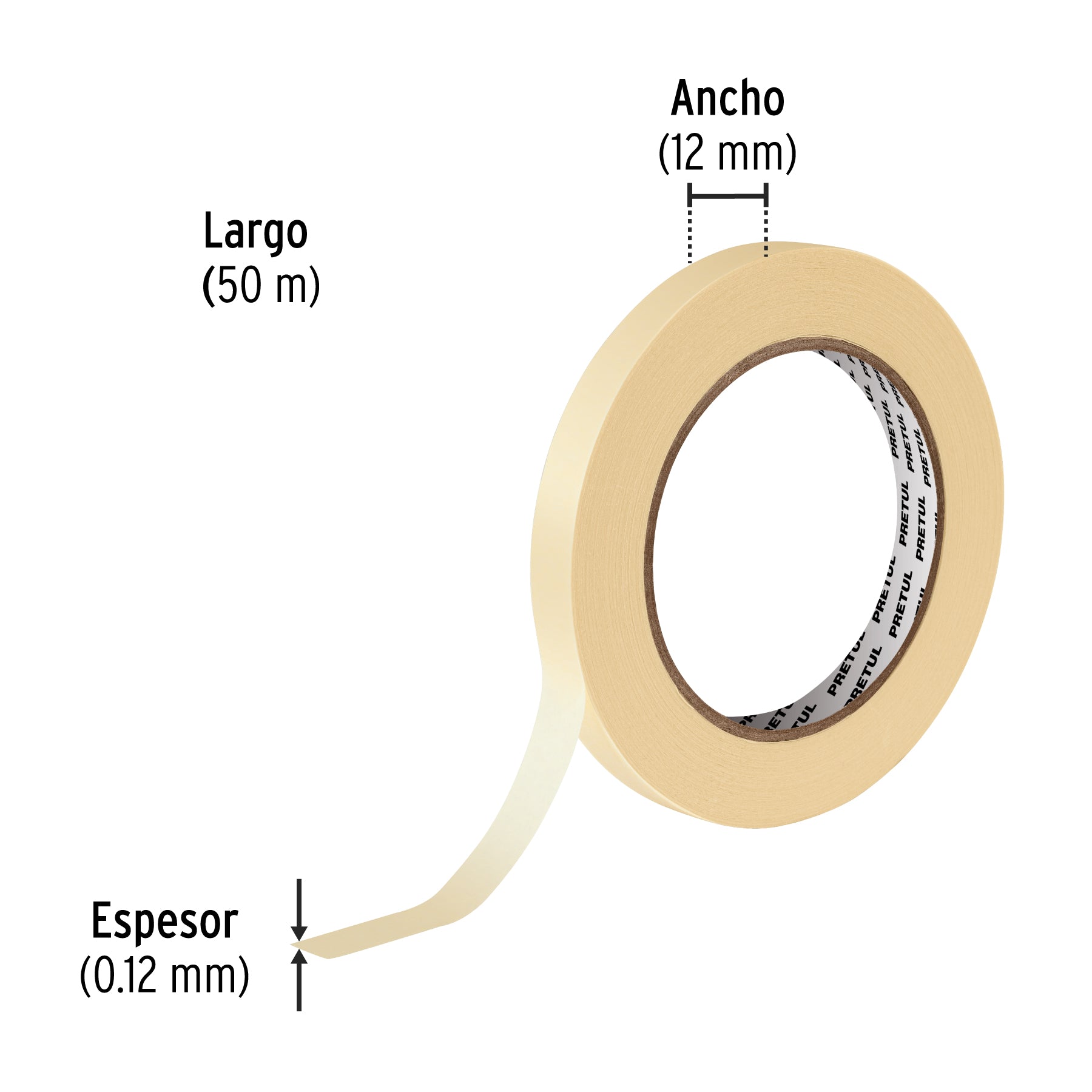 Cinta masking tape de 1/2' x 50 m, Pretul