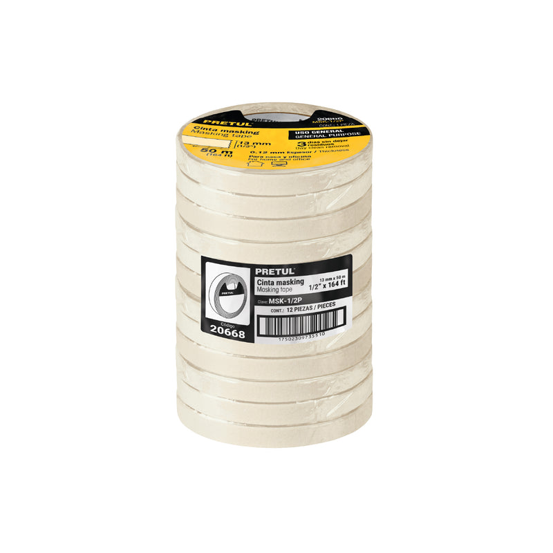Cinta masking tape de 1/2' x 50 m, Pretul