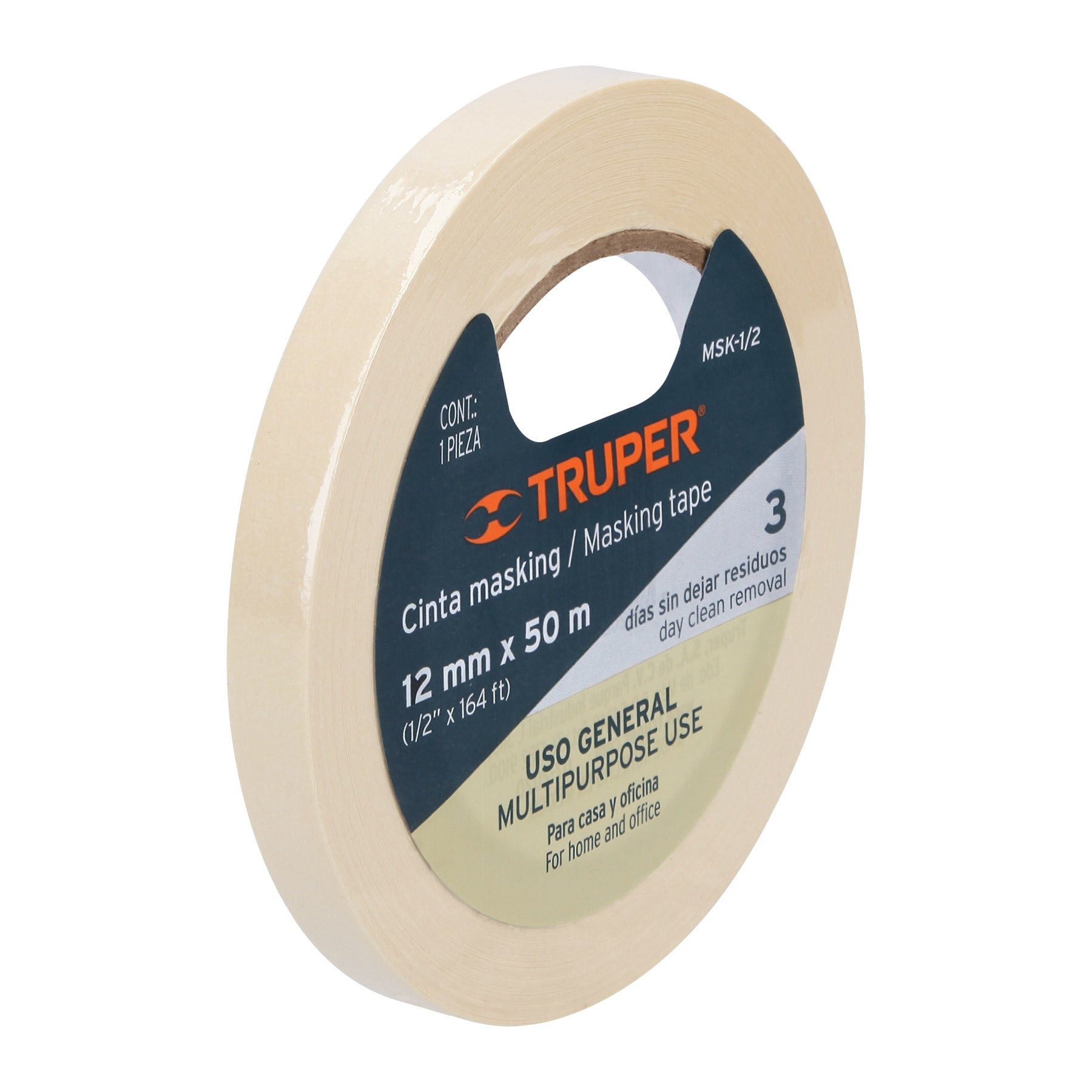 Cinta masking tape, 1/2" x 50 m