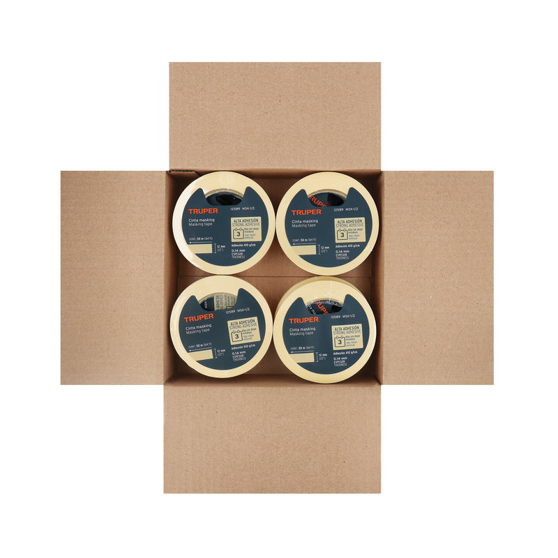 Cinta masking tape, 1/2" x 50 m