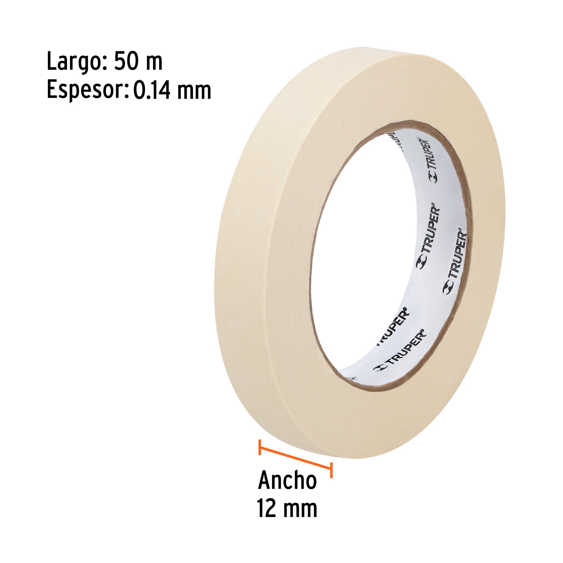 Cinta masking tape, 1/2" x 50 m
