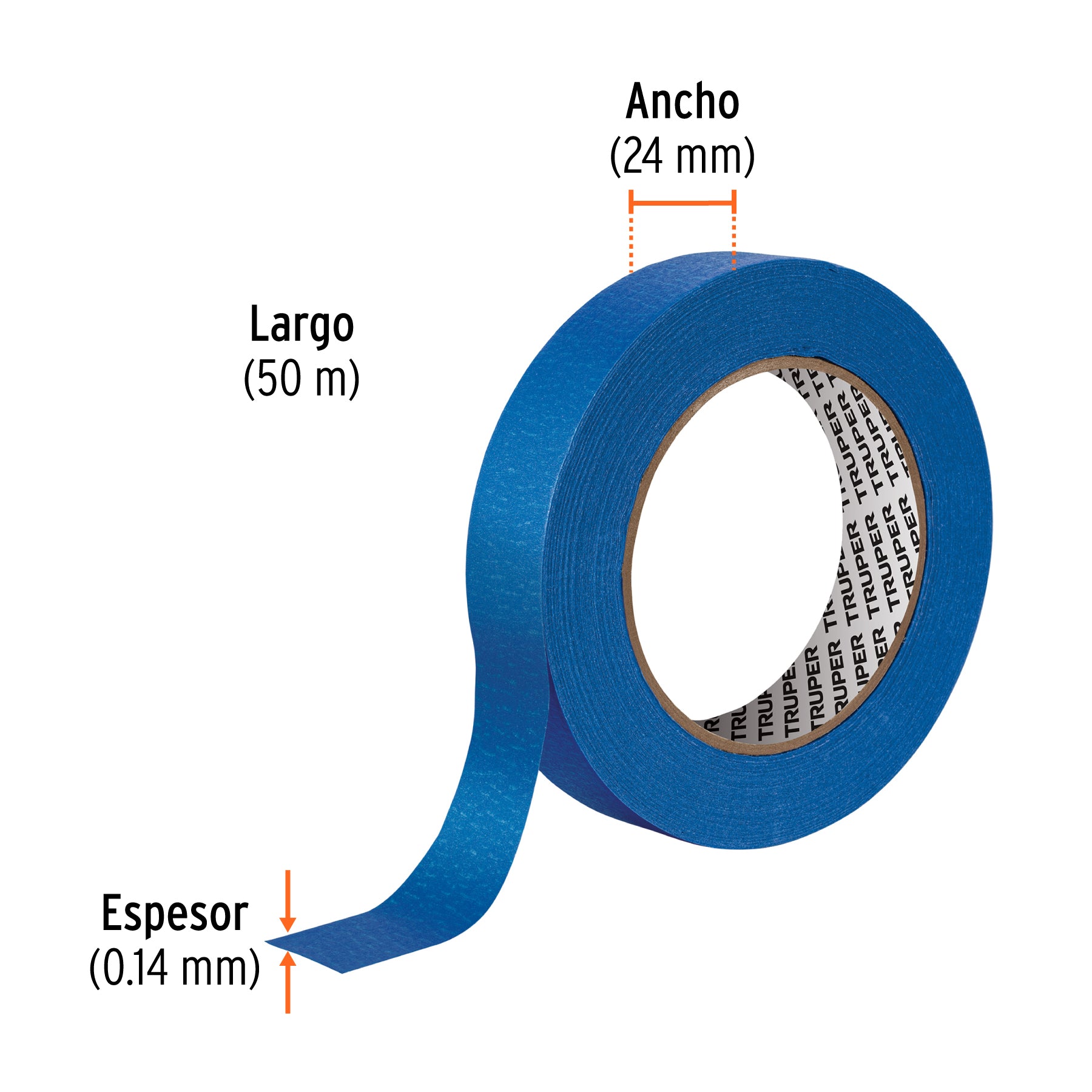 Masking tape, 1" x 50 m, azul