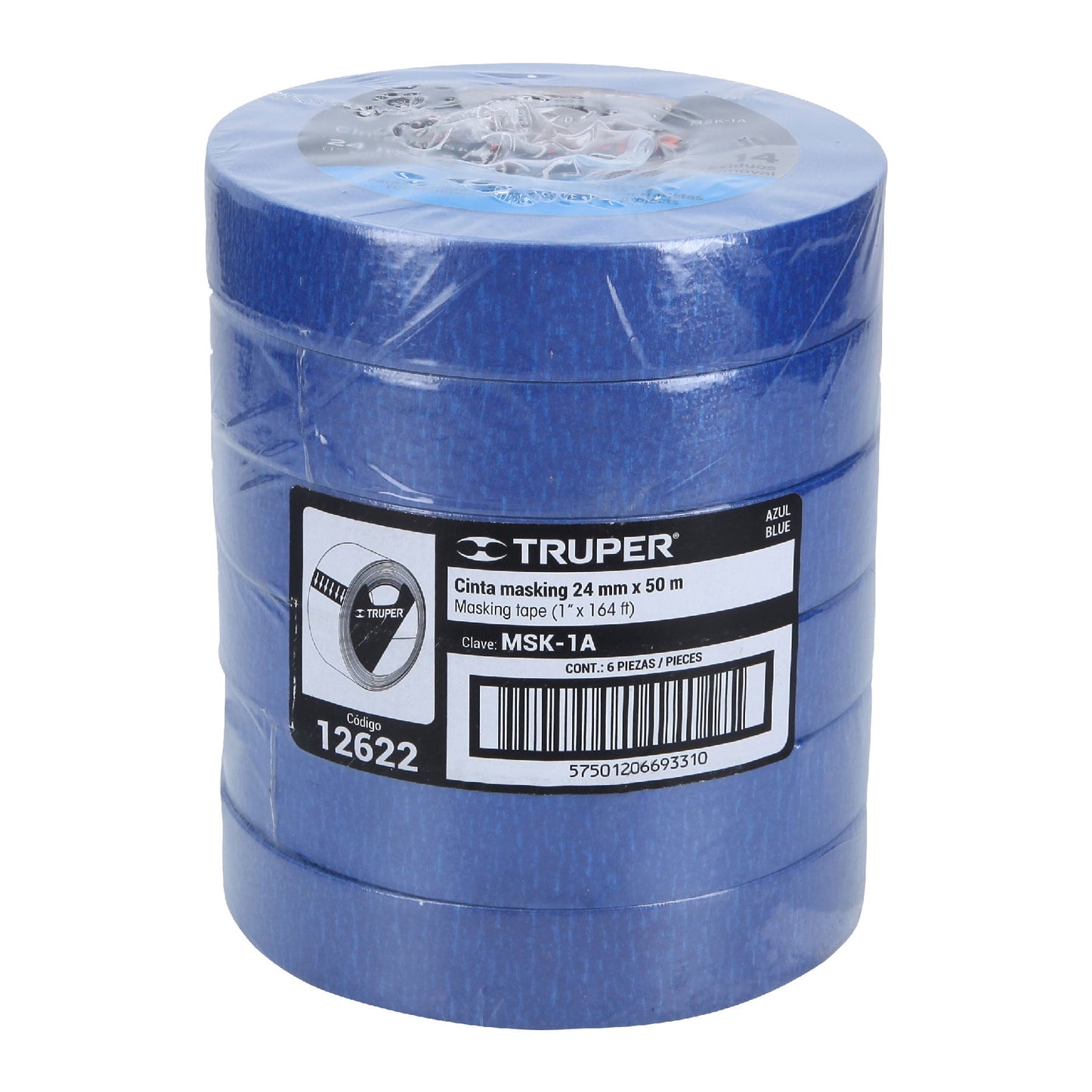 Masking tape, 1" x 50 m, azul