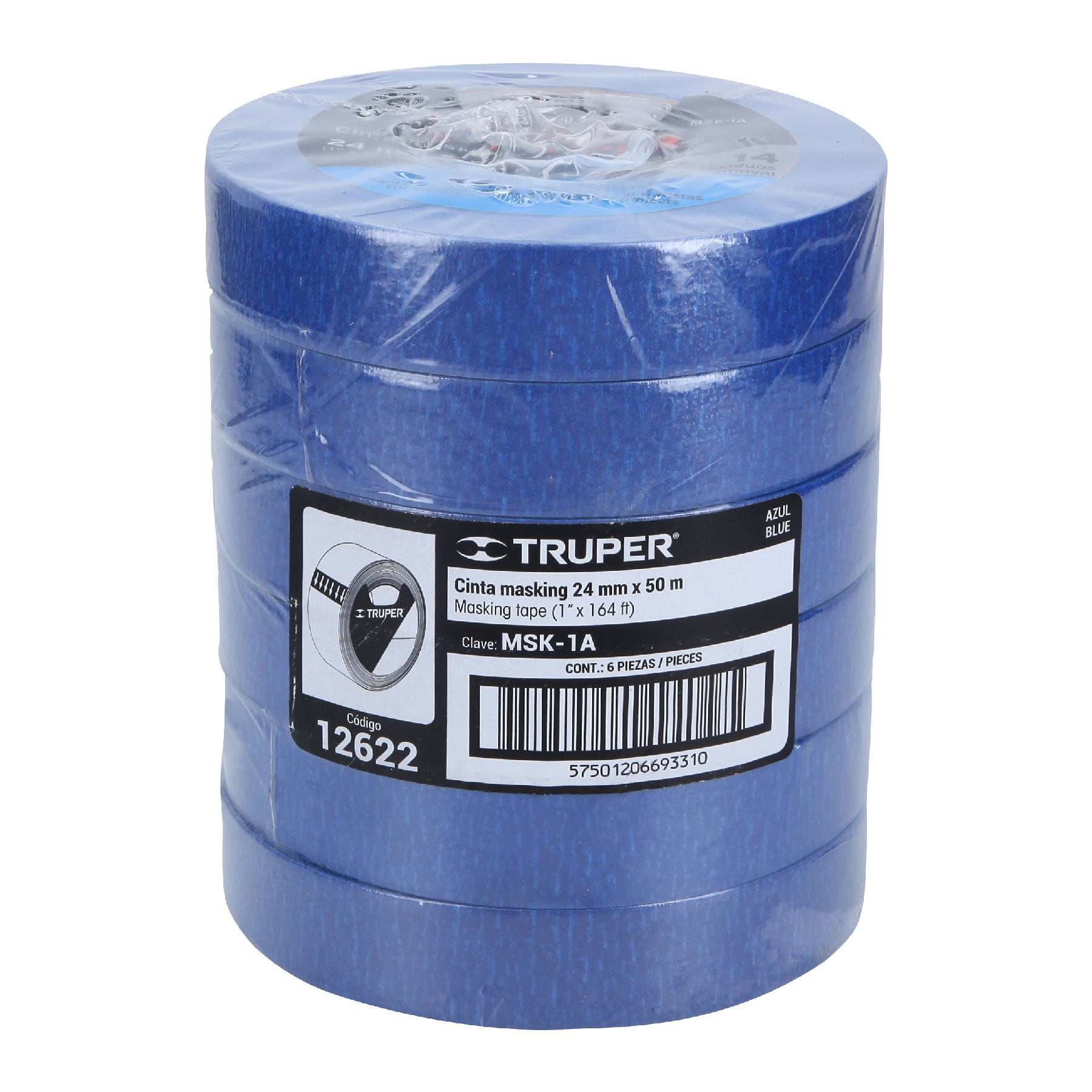 Masking tape, 1" x 50 m, azul