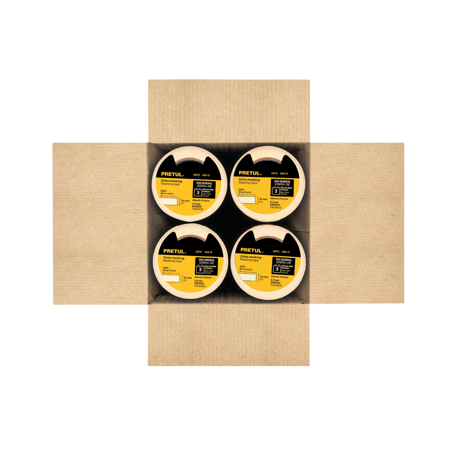 Cinta masking tape de 1' x 50 m, Pretul