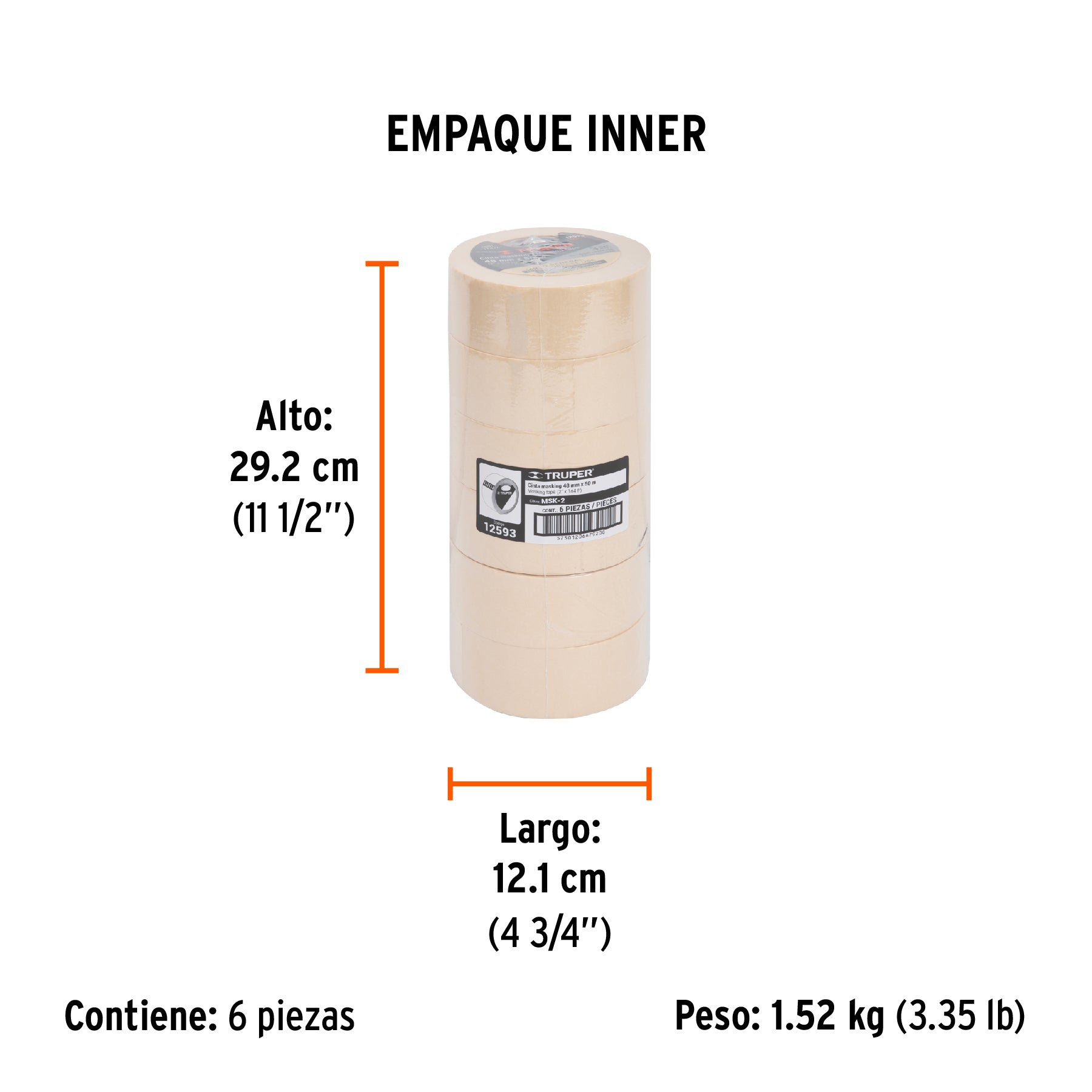 Cinta masking tape, 2" x 50 m