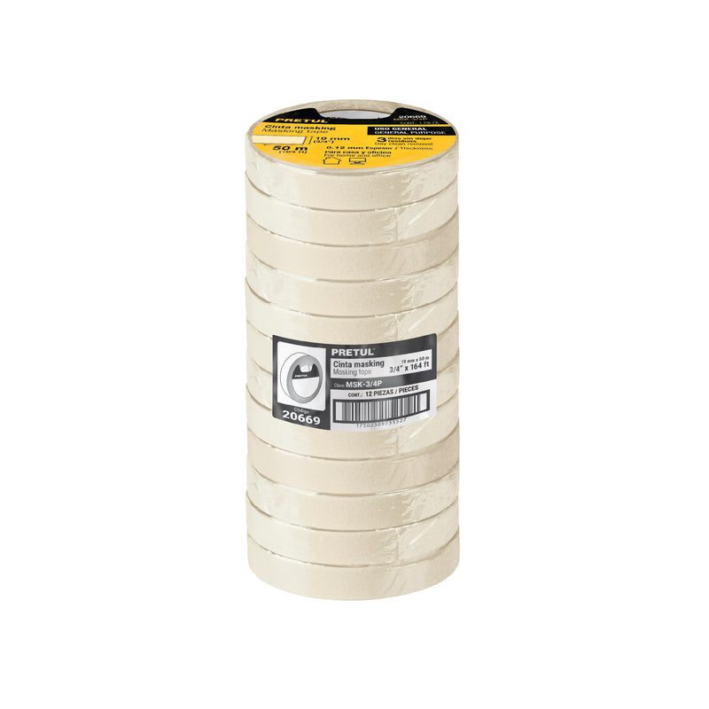 Cinta masking tape de 3/4' x 50 m, Pretul