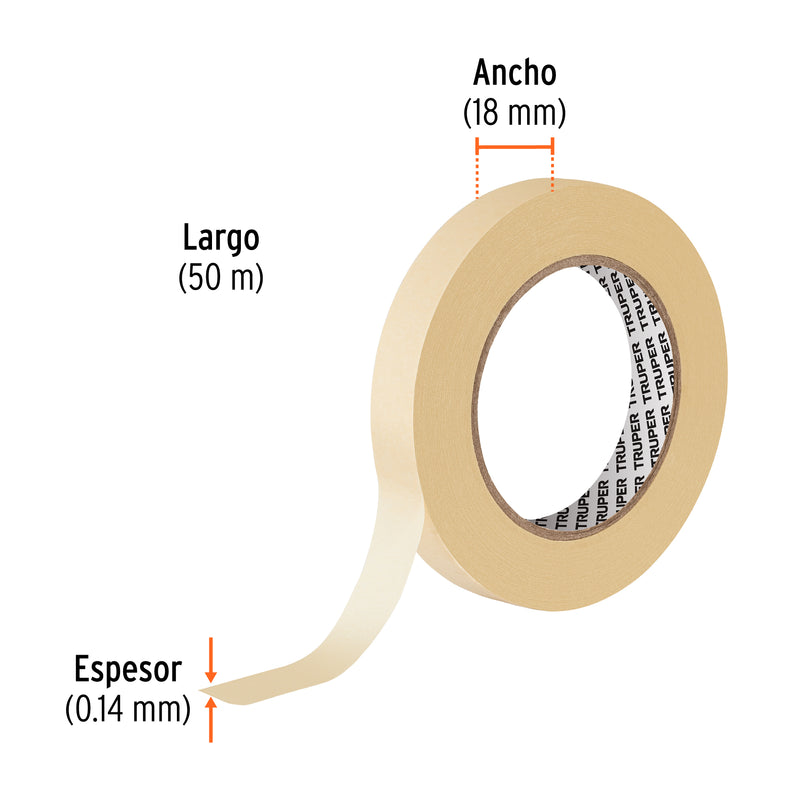 Cinta masking tape, 3/4" x 50 m