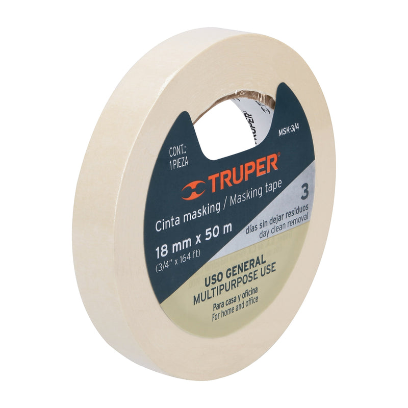Cinta masking tape, 3/4" x 50 m