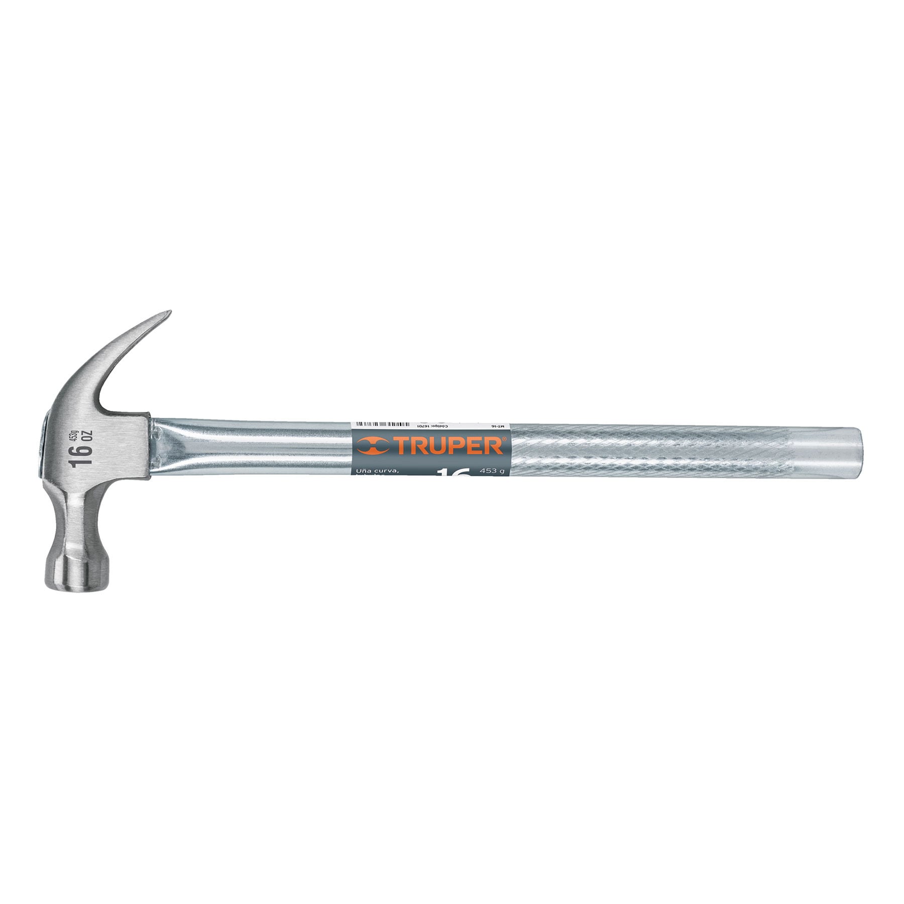 Martillo uña curva 16 oz, mango tubular