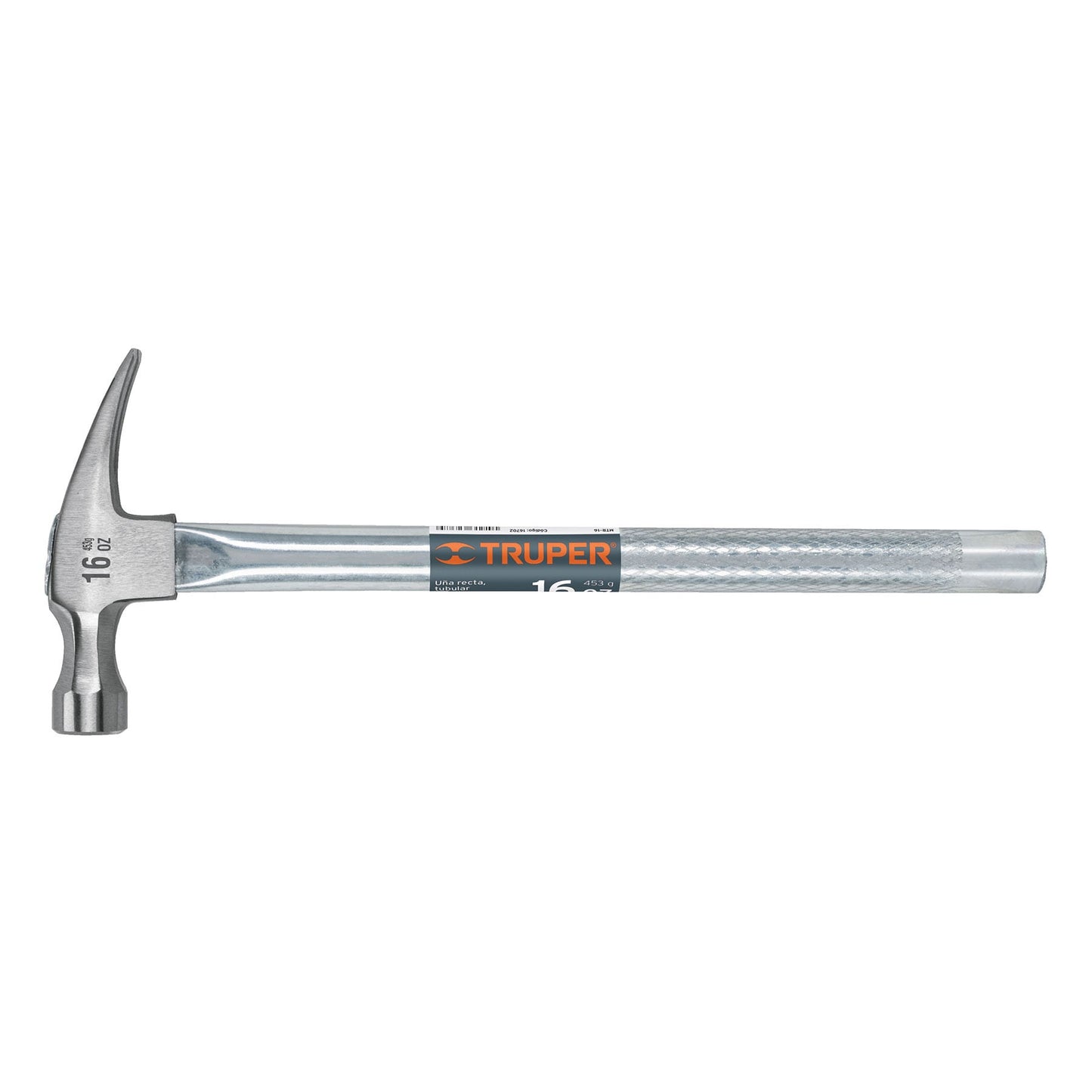 Martillo uña recta 16 oz, mango tubular