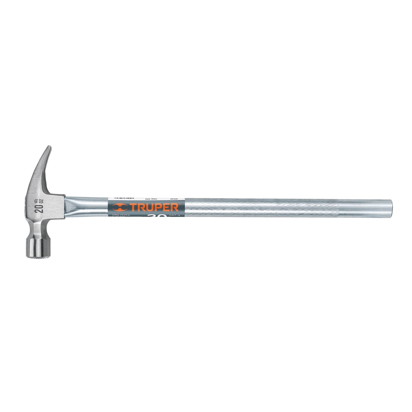 Martillo uña recta 20 oz, mango tubular, boca fresada