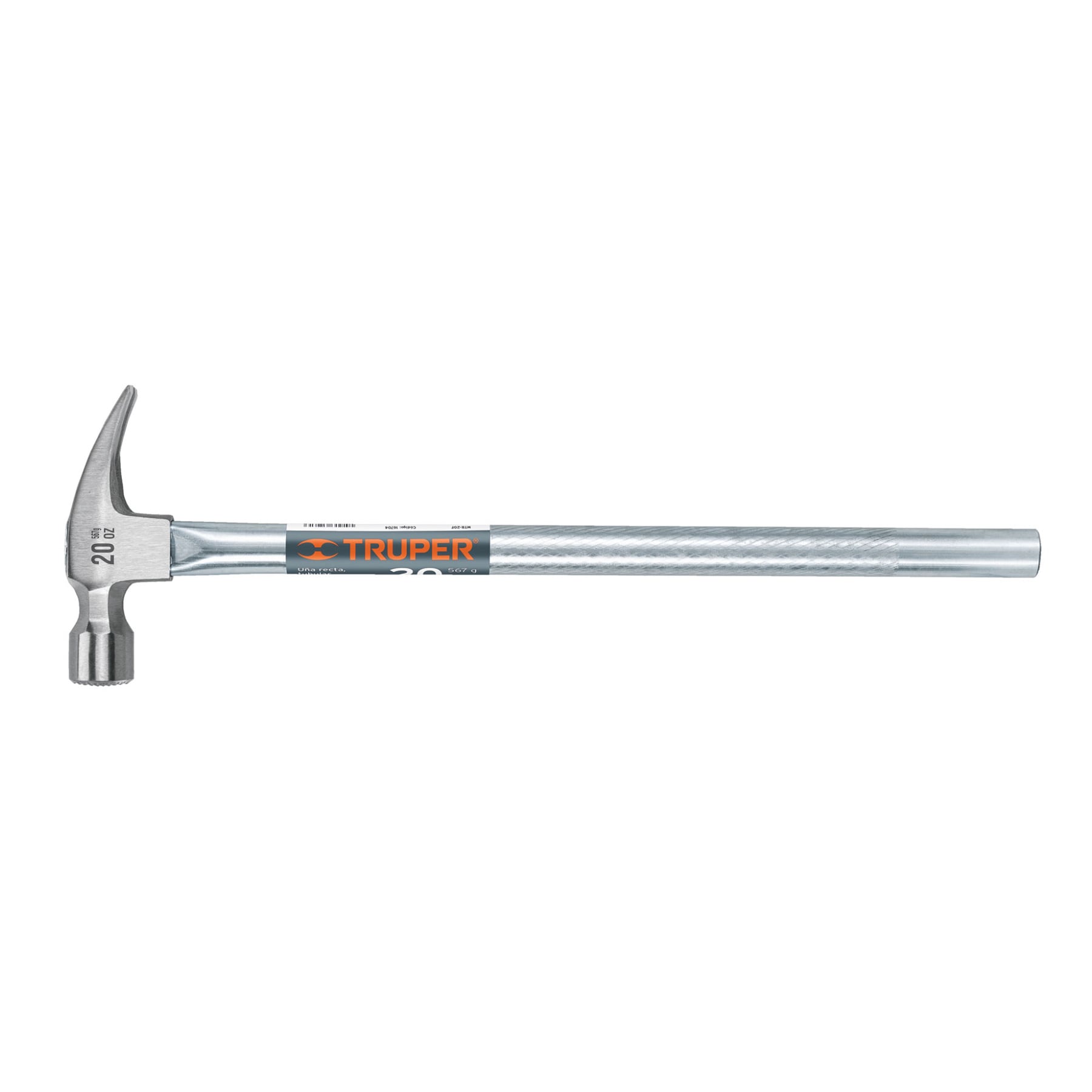 Martillo uña recta 20 oz, mango tubular, boca fresada