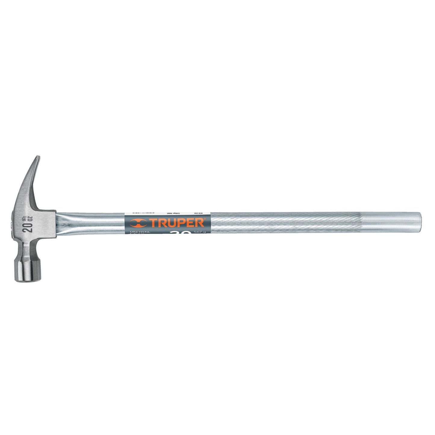 Martillo uña recta 20 oz, mango tubular, con alojamiento