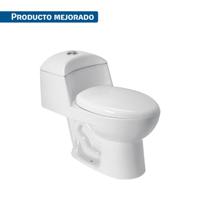 Sanitario one piece alargado, descarga dual, blanco, FOSET