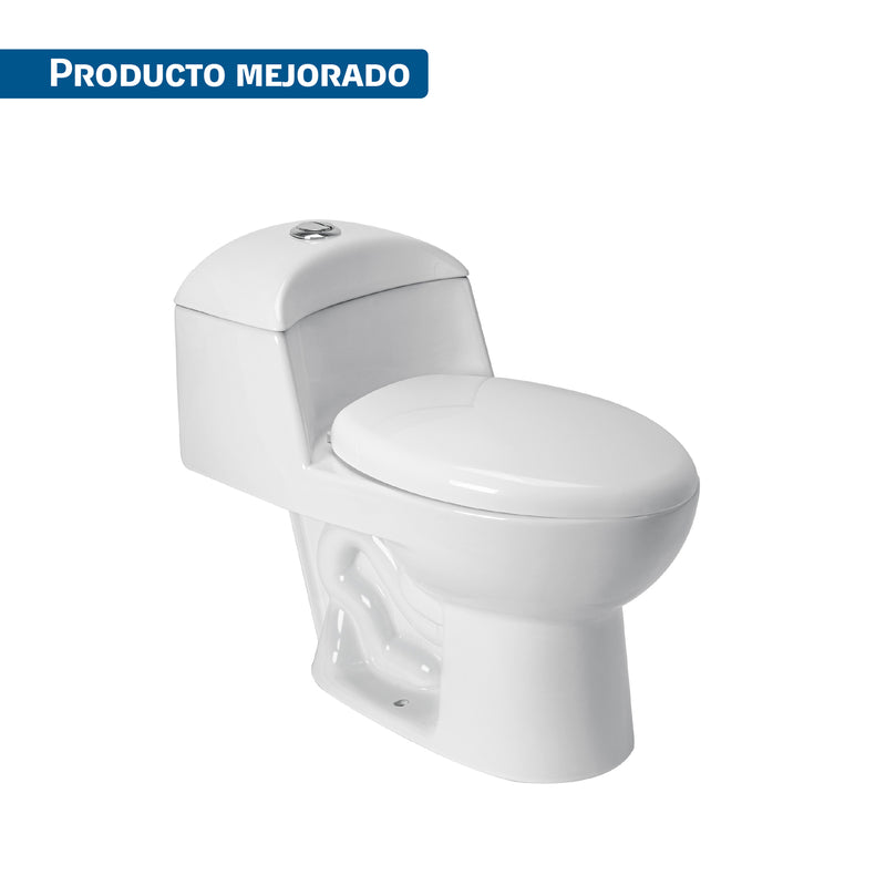 Sanitario one piece alargado, descarga dual, blanco, FOSET