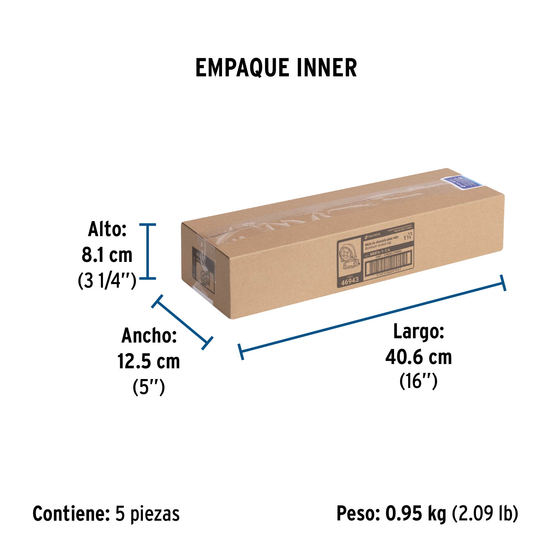 Mufa con abrazadera para tubo 1-1/4", Volteck