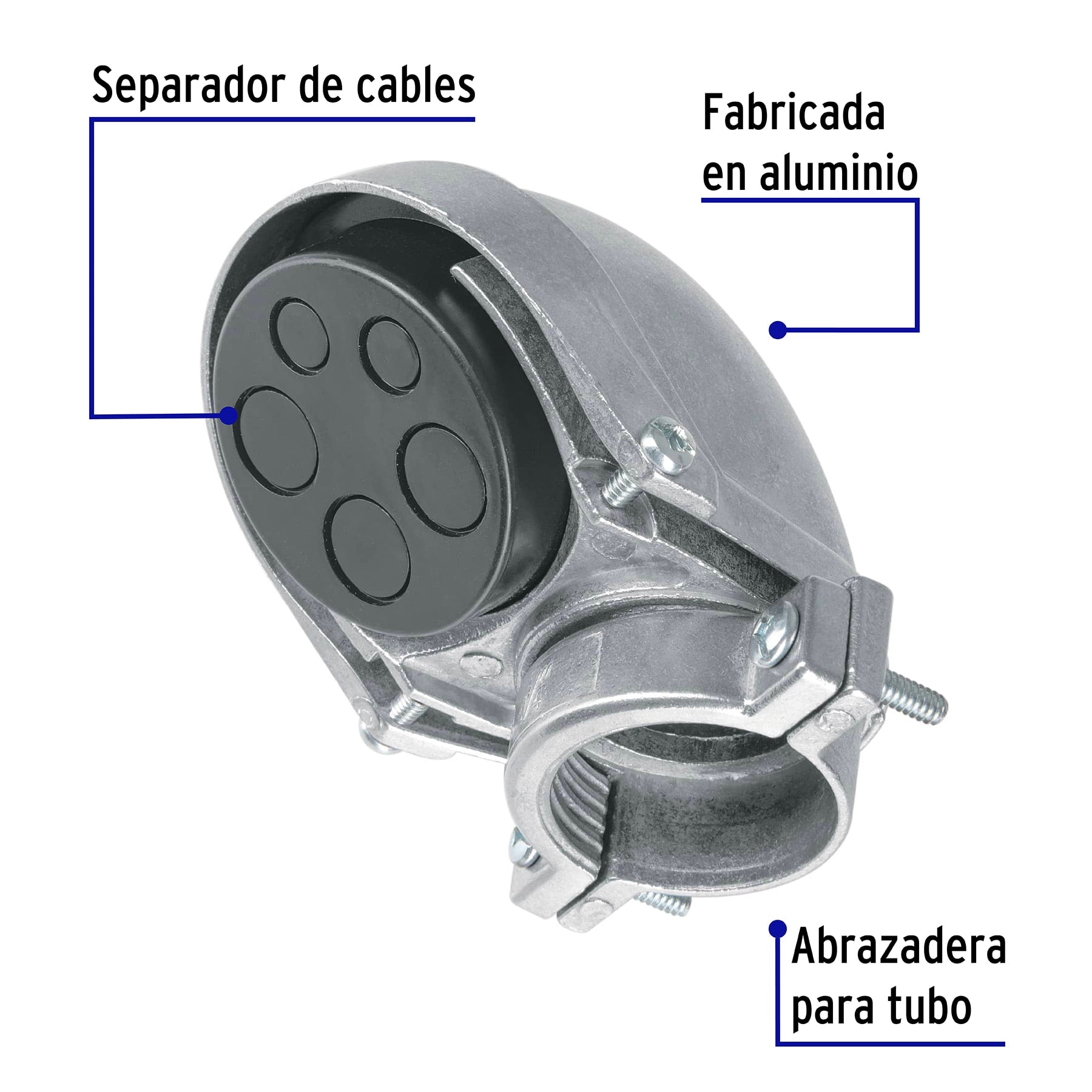 Mufa con abrazadera para tubo 1-1/4", Volteck