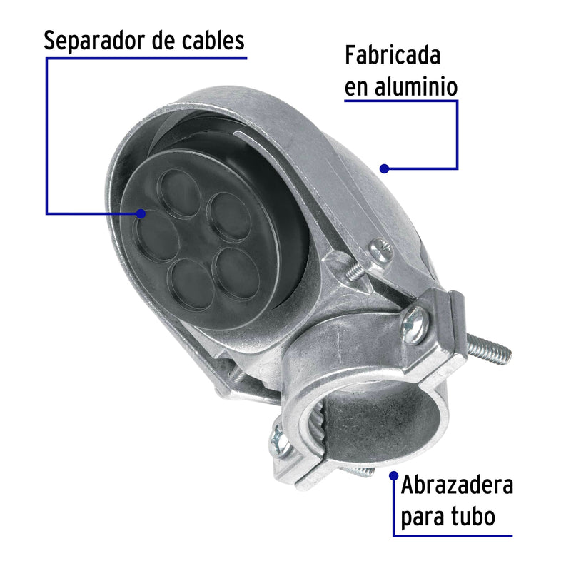 Mufa con abrazadera para tubo 1", Volteck